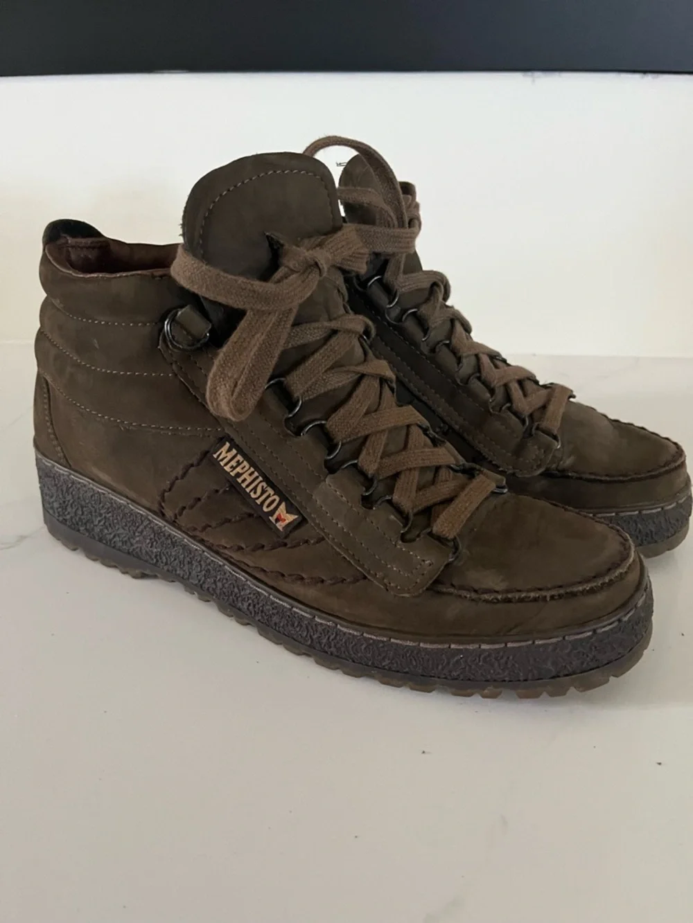 Mephisto Men's Brown Suede Hiking-Style Boots